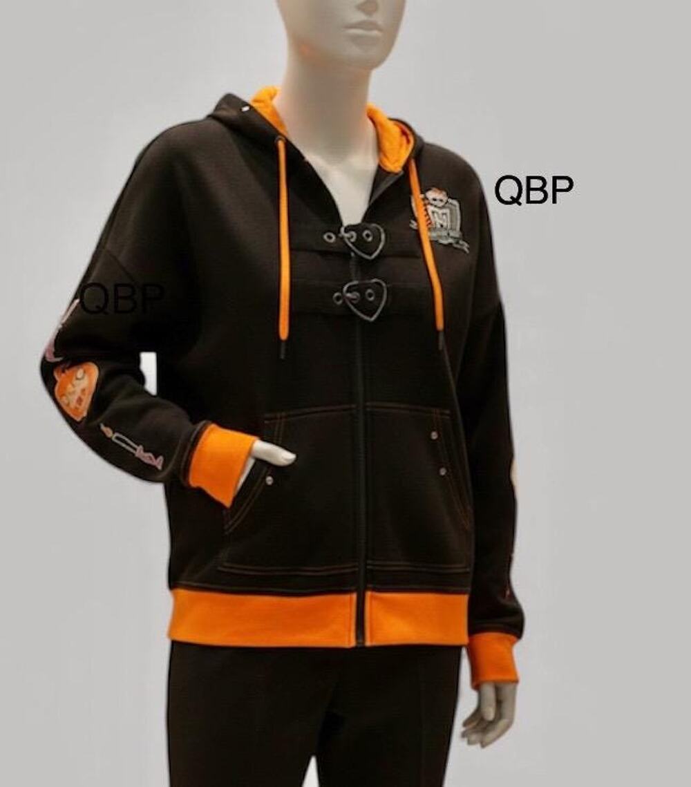 Monster High Black & Orange Halloween Hoodie, Heart Buckle Straps, NWT